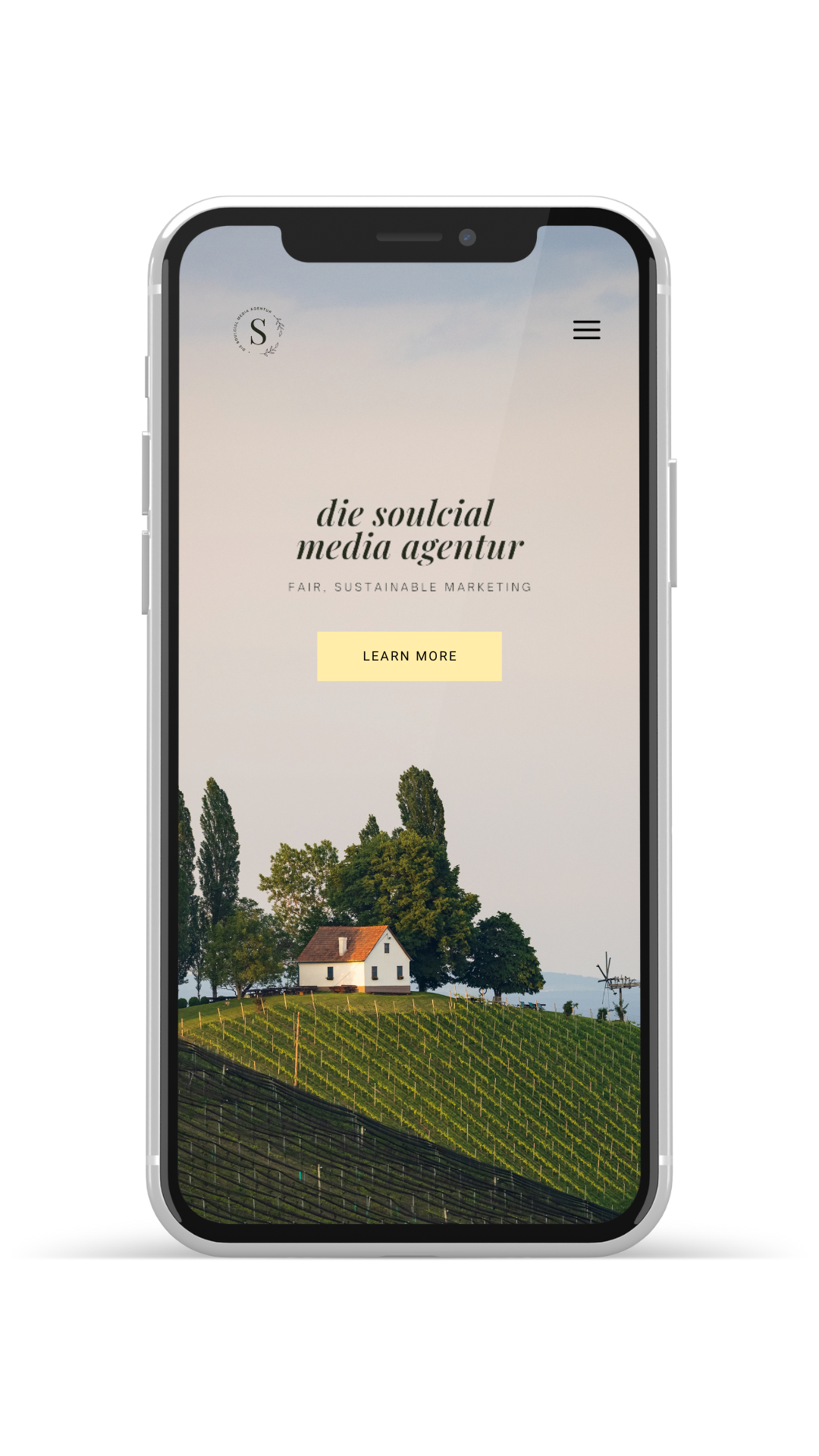 Handydisplay mit Weinberg als Bildschirmhintergrund