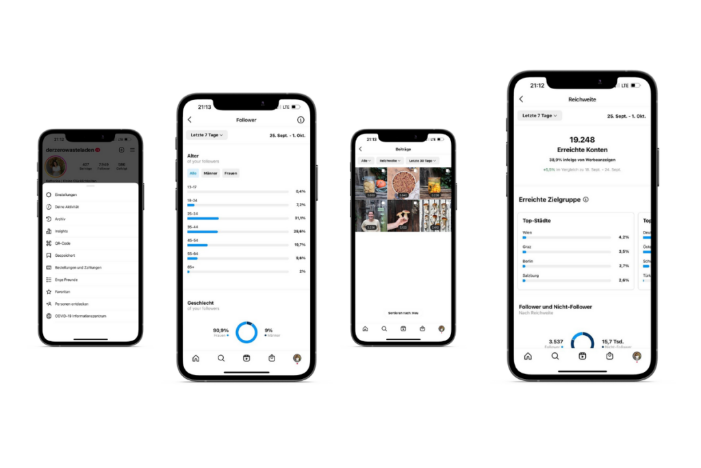 Handy Displays mit Social Media Statistiken